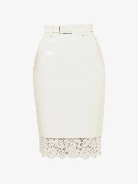 Rowen Rose lace-trim vinyl skirt