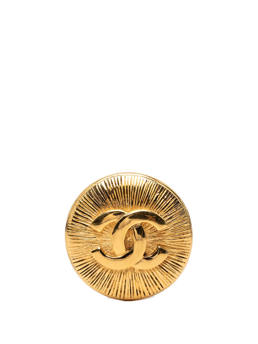 CHANEL Pre-Owned Spilla tonda CC Sunburst placcata oro 1970-1980