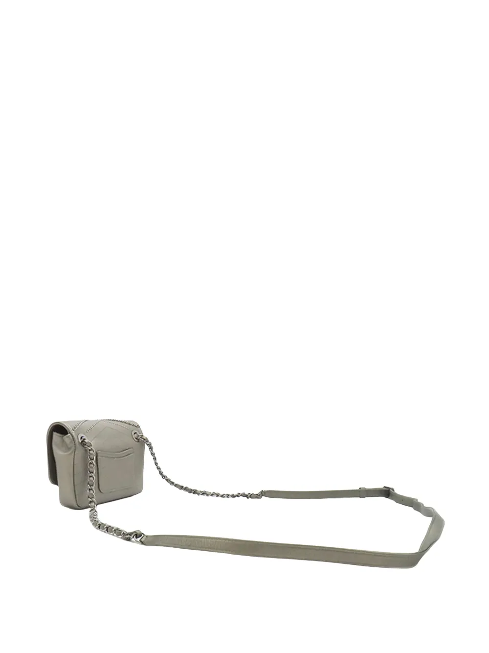  Chanel Pre-owned 2018-2019 Small Chevron Calfskin Embellished Data Center Envelope Flap Crossbody Bag - Argent 