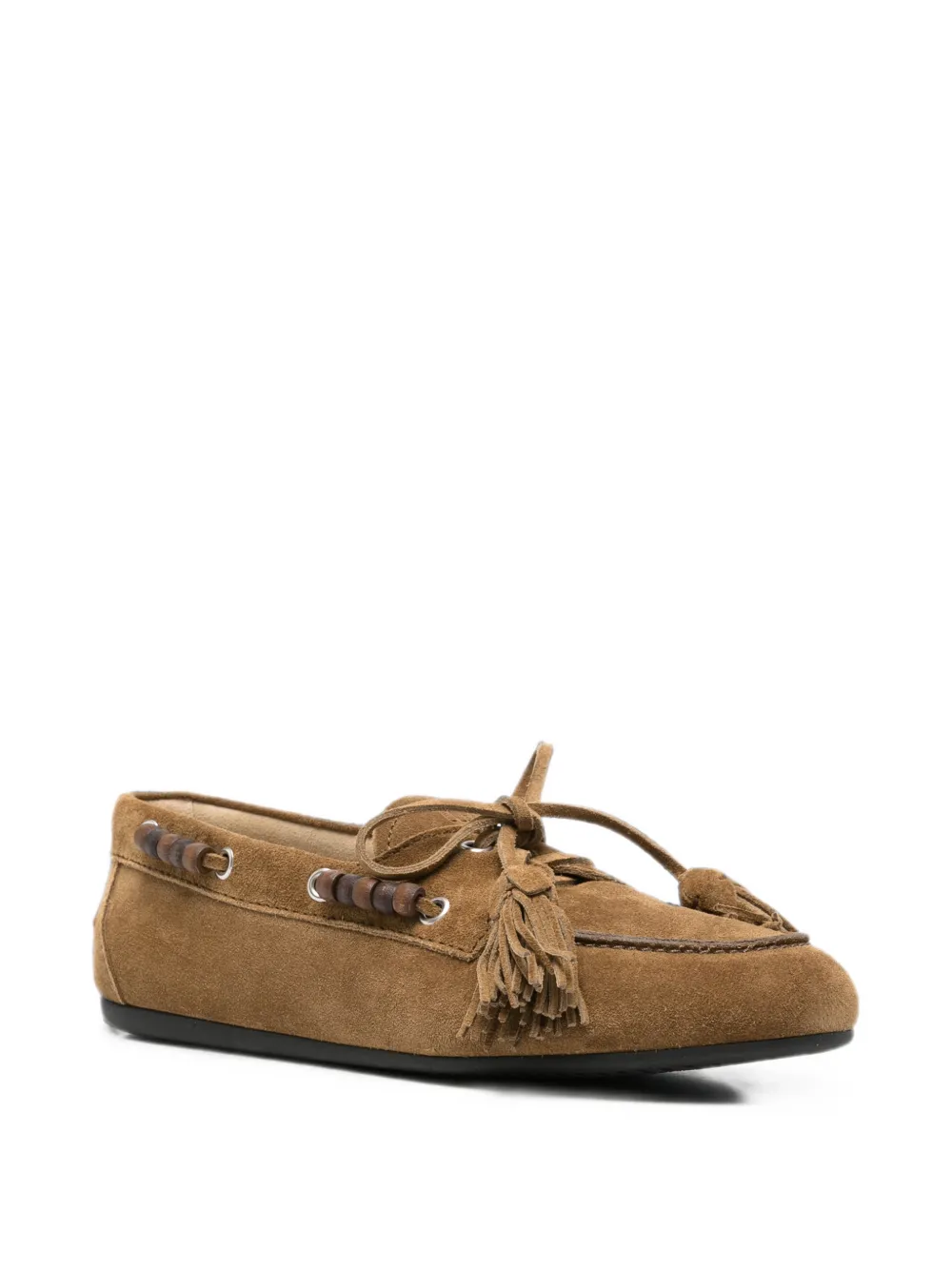 Miu tassel-detail beaded loafers Groen