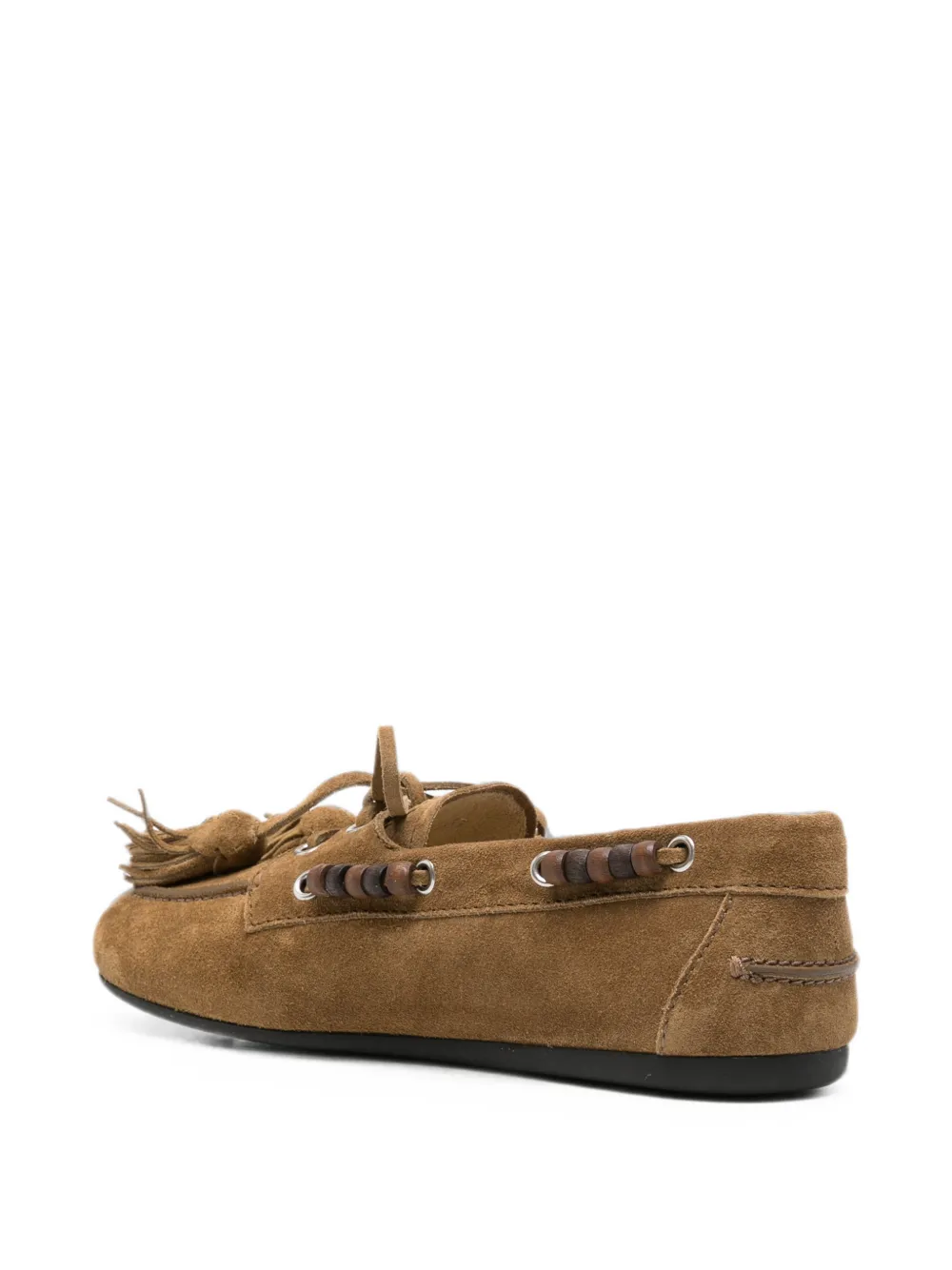 Miu tassel-detail beaded loafers Groen