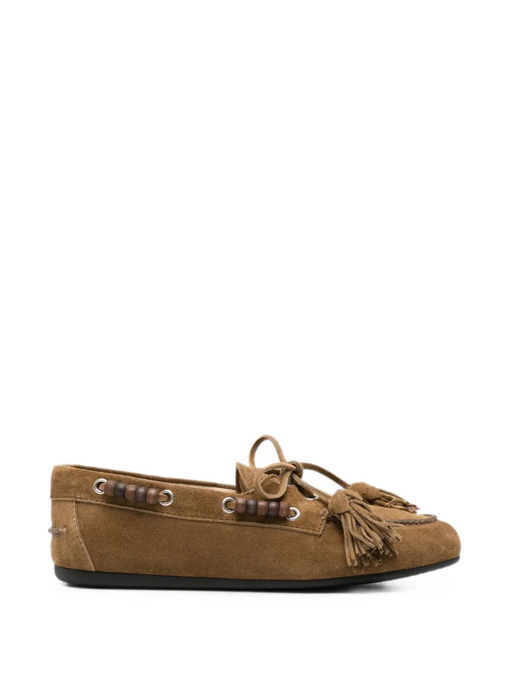 Miu Miu tassel-detail beaded loafers - Grün