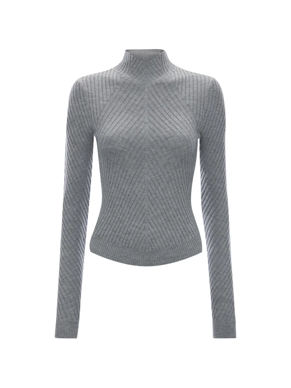 Victoria Beckham Georgia Ribbed-knit Sweater In Gray