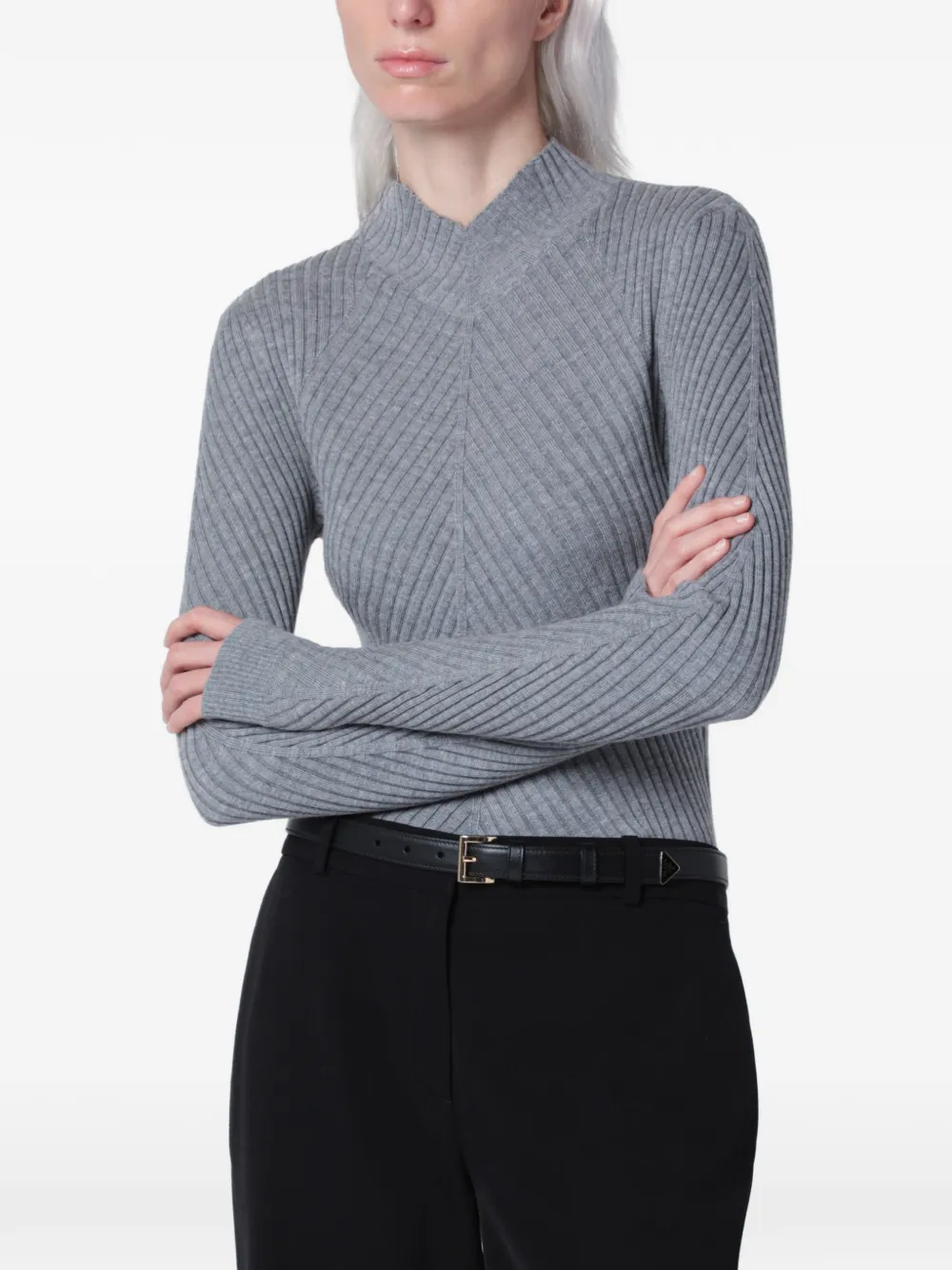 Victoria Beckham Maglione Georgia a coste - Grigio