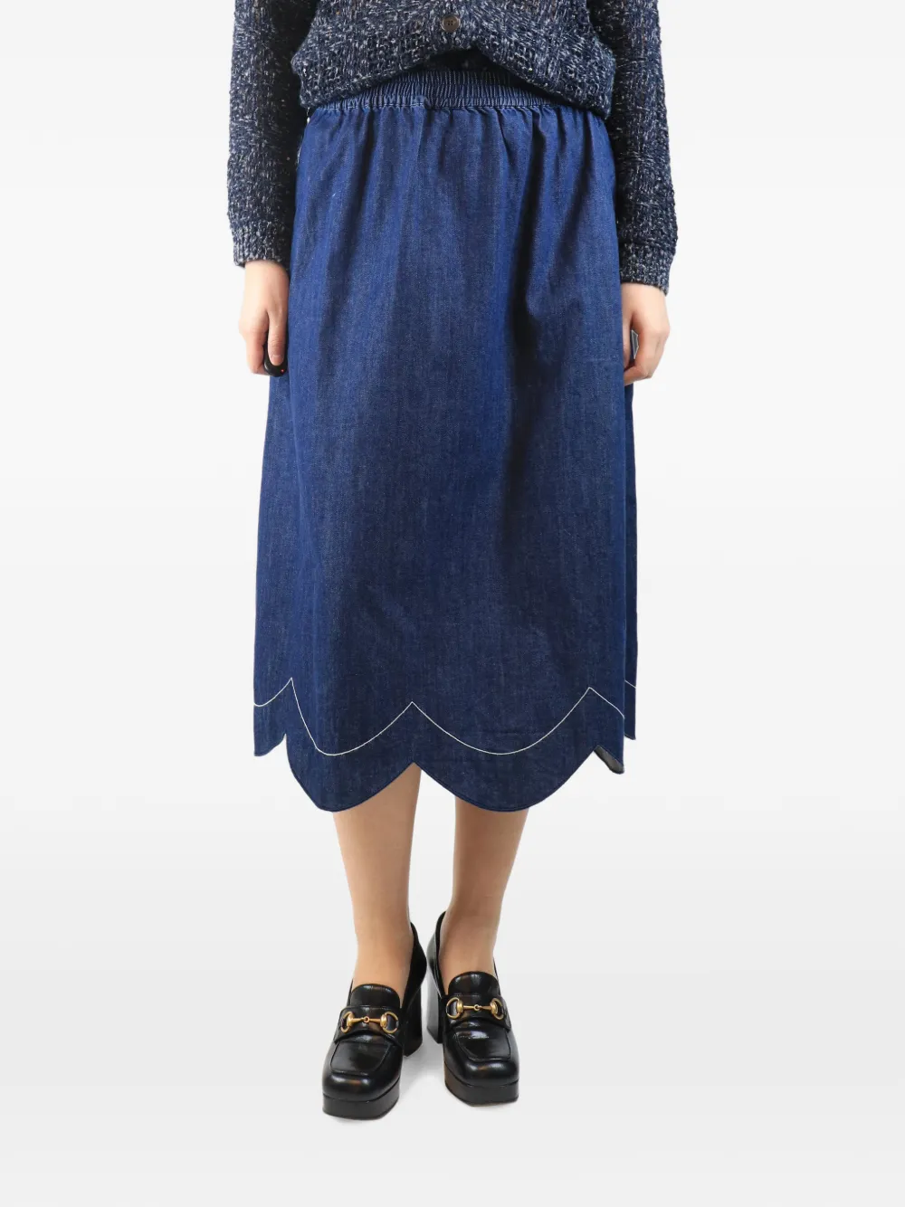 WYSE scallop midi skirt - Blu