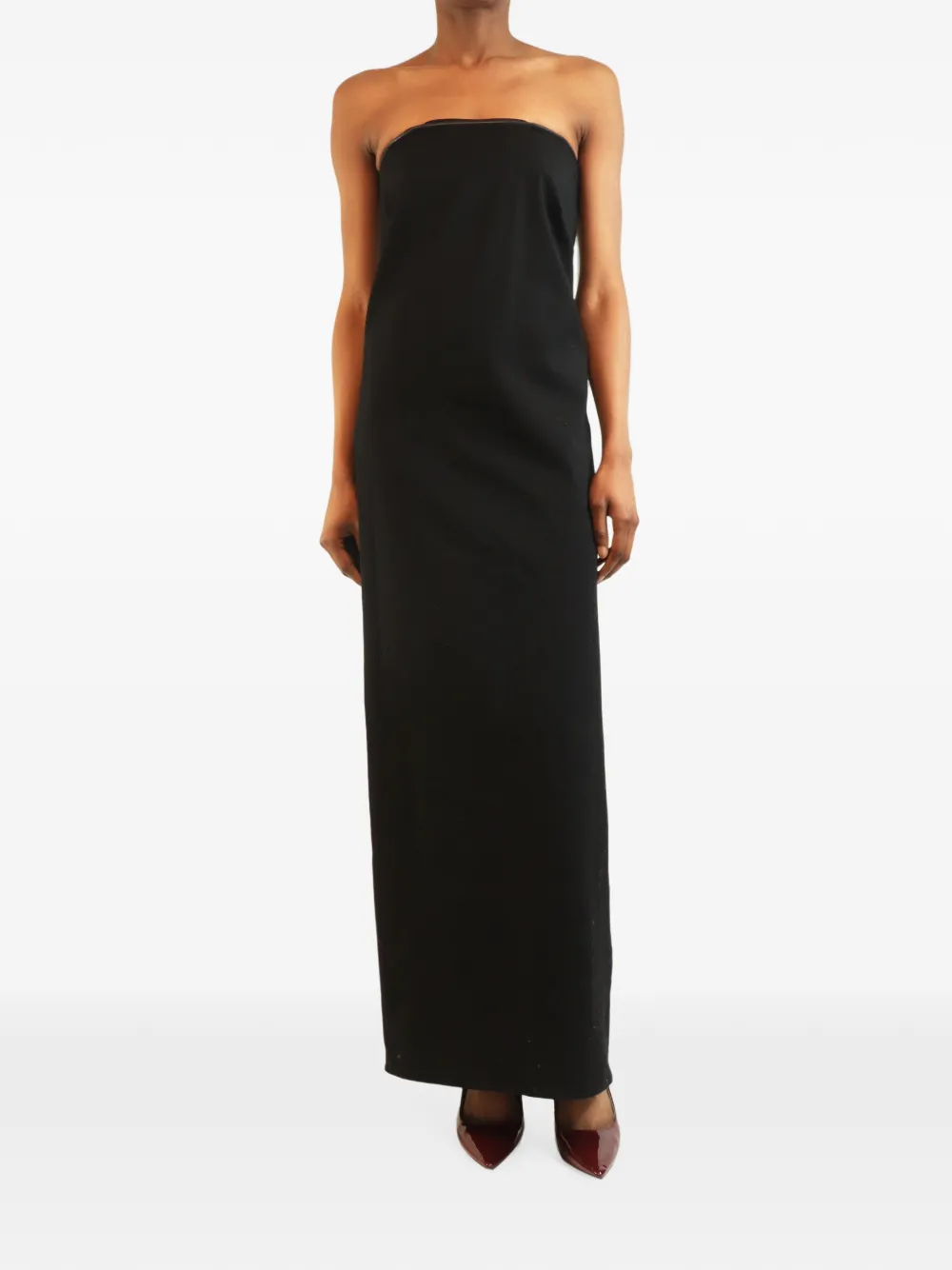 Pre-owned Co Strapless Dress In Black
