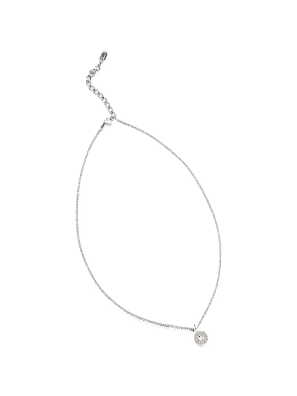 Karl Lagerfeld logo-engraved crystal-embellished pendant necklace - Argento