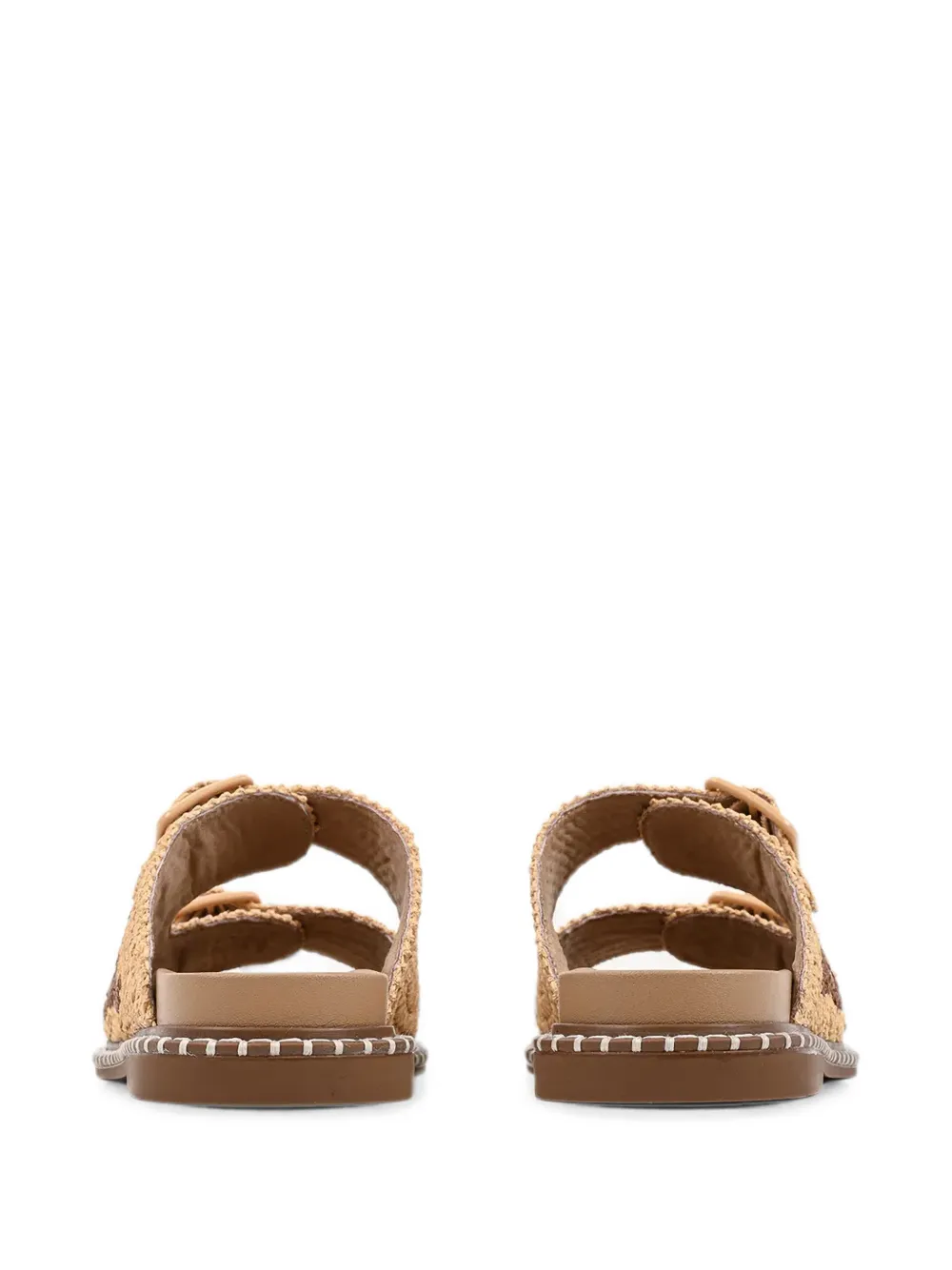 Karl Lagerfeld Kleo buckle-fastening raffia-effect flat sandals Beige
