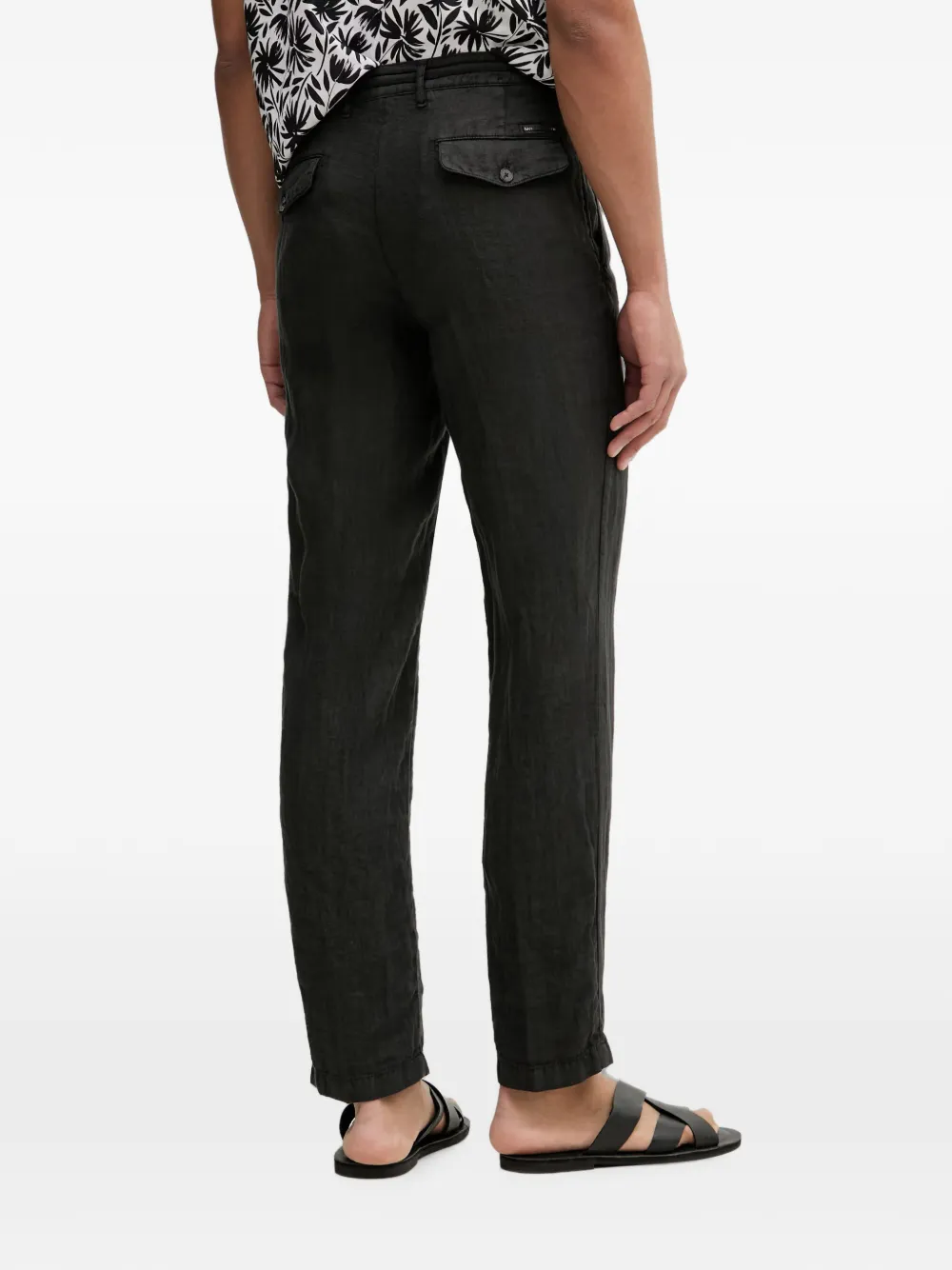 Karl Lagerfeld Linnen broek met trekkoordtaille Zwart