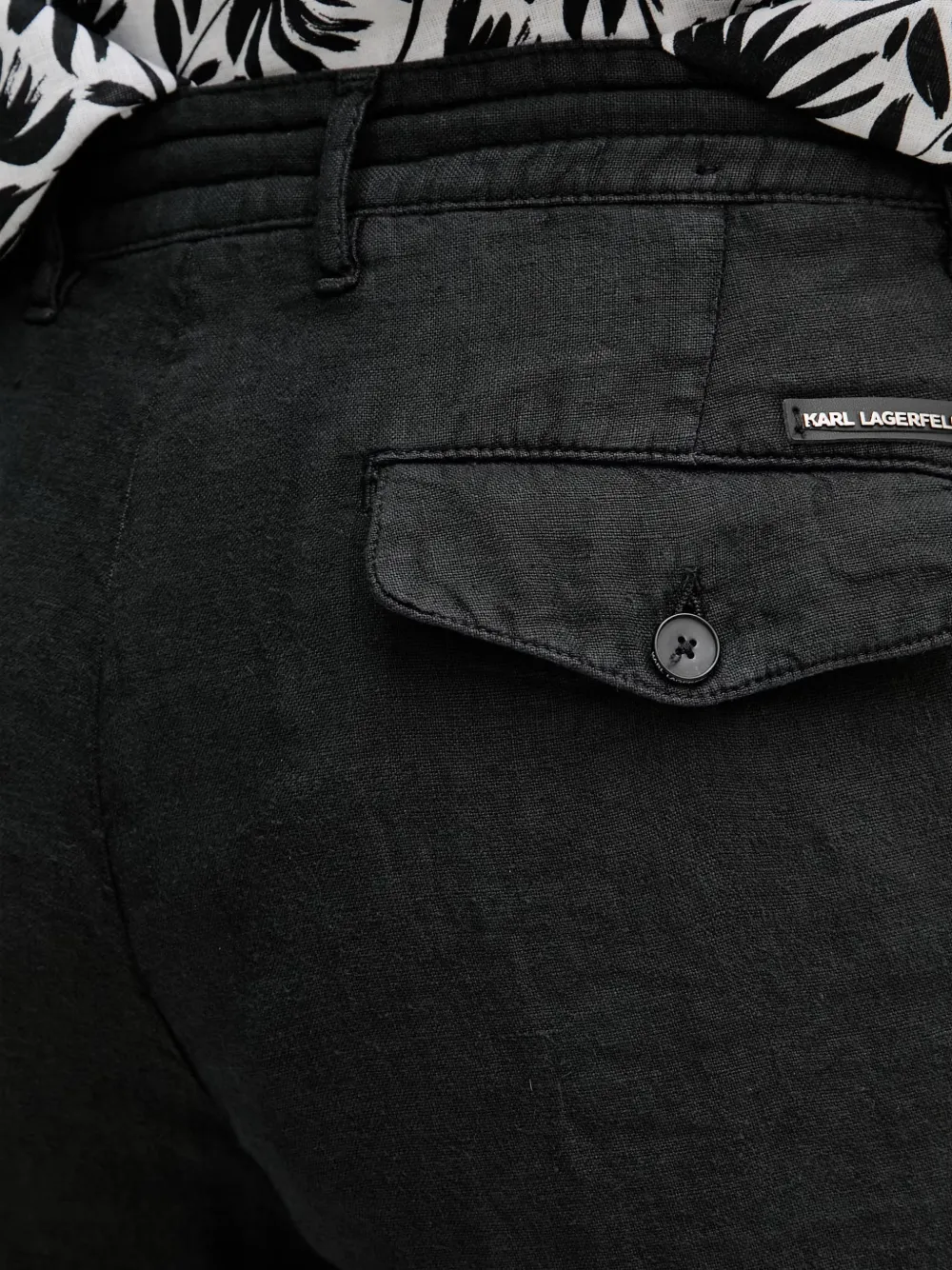 Karl Lagerfeld Linnen broek met trekkoordtaille Zwart