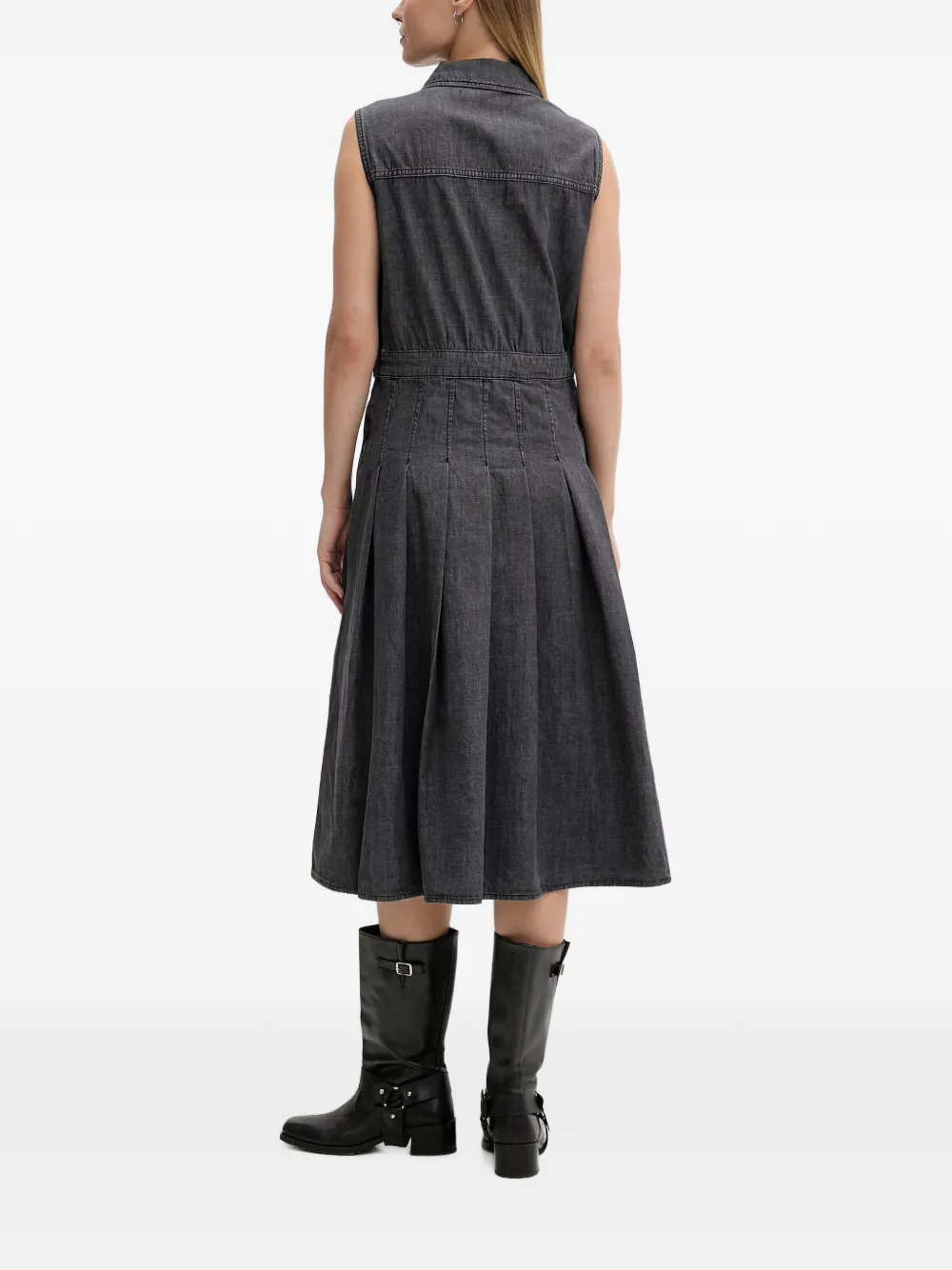 Karl Lagerfeld Jeans Geplooide katoenen mouwloze midi-blousejurk Grijs