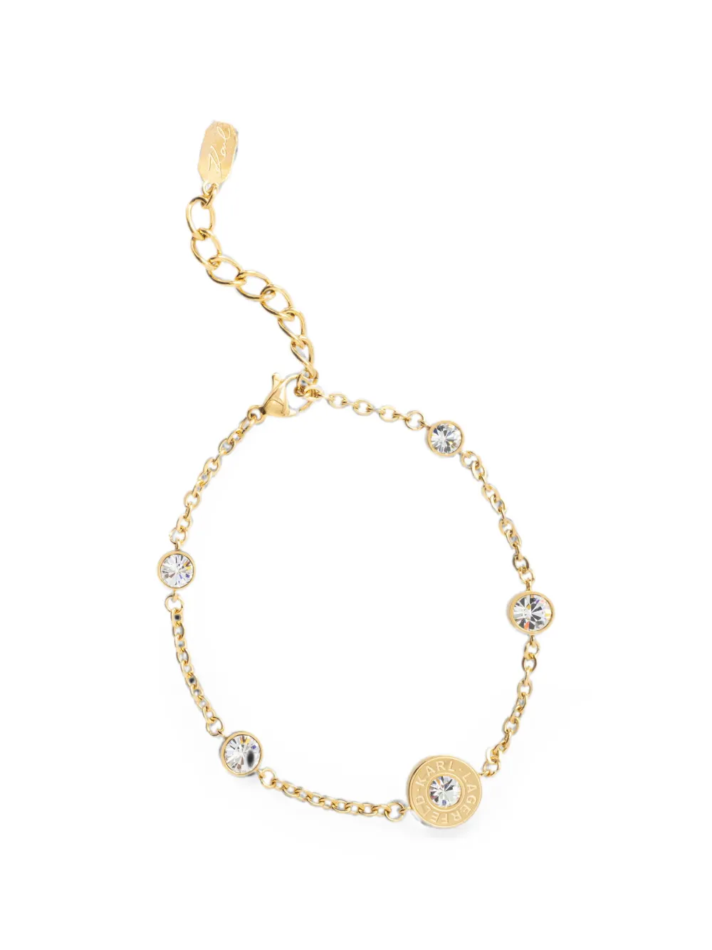 Karl Lagerfeld crystal-embellished logo-engraved bracelet - Oro