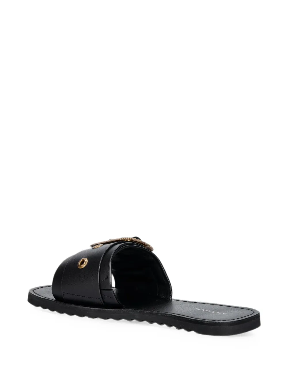 AllSaints Ella buckle-detail leather slides Zwart