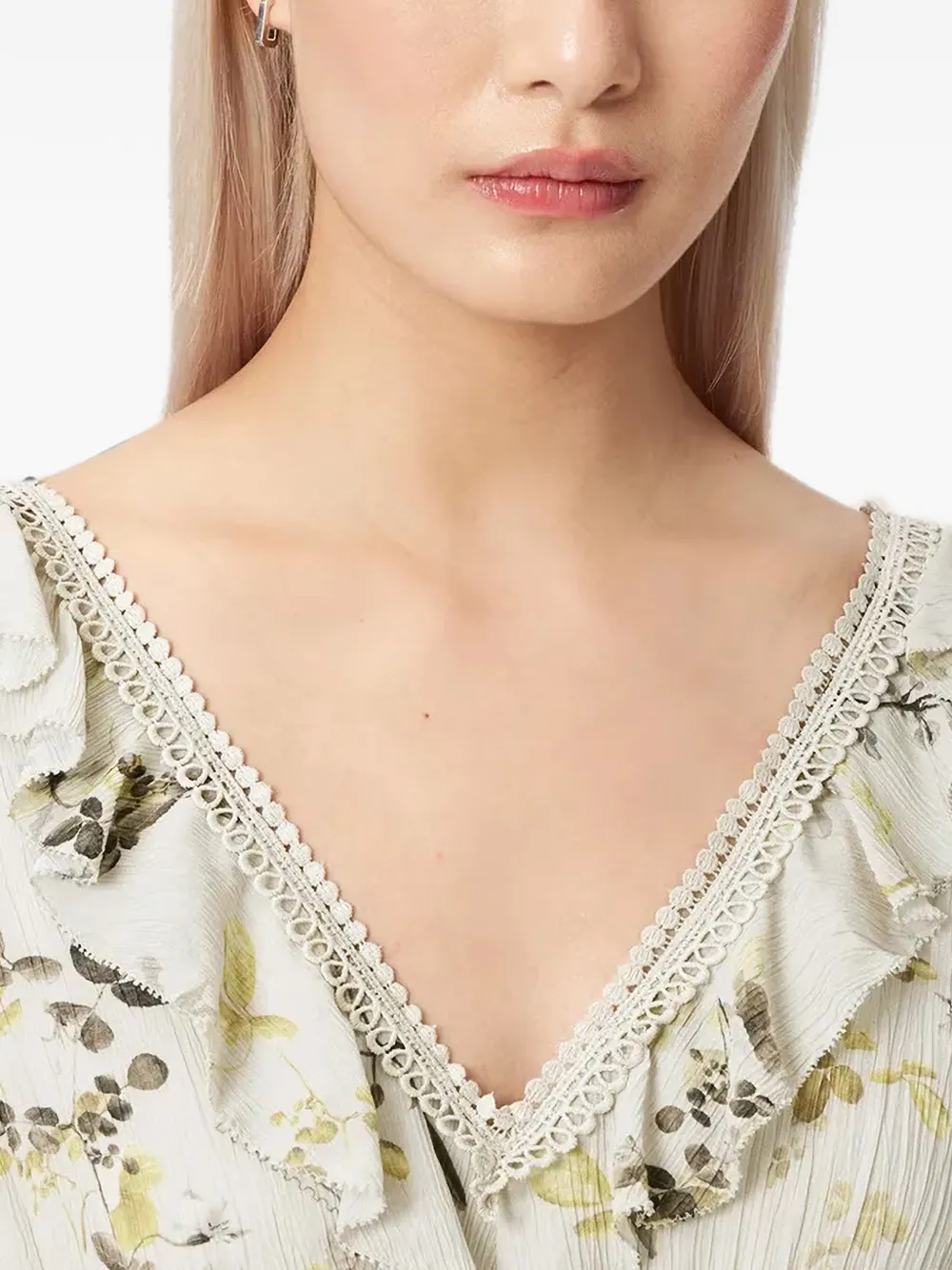 AllSaints Canto maxi-jurk met bloemenprint en ruches Groen