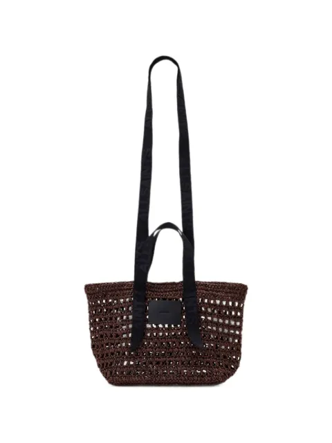 AllSaints logo-strap crochet woven mini tote bag
