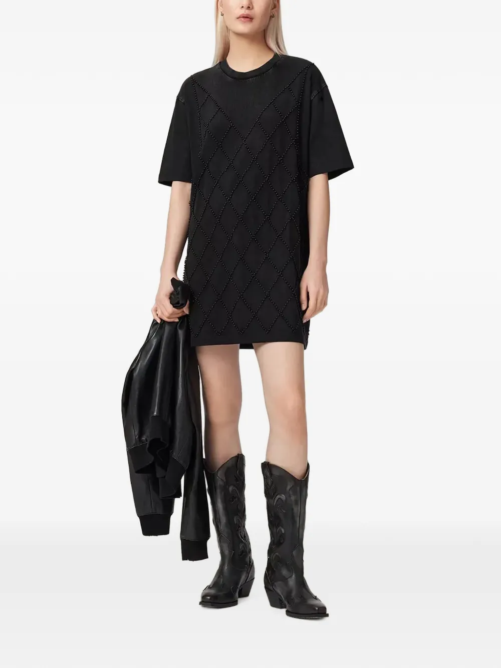 AllSaints Darcey mini-jurk verfraaid met kralen Zwart
