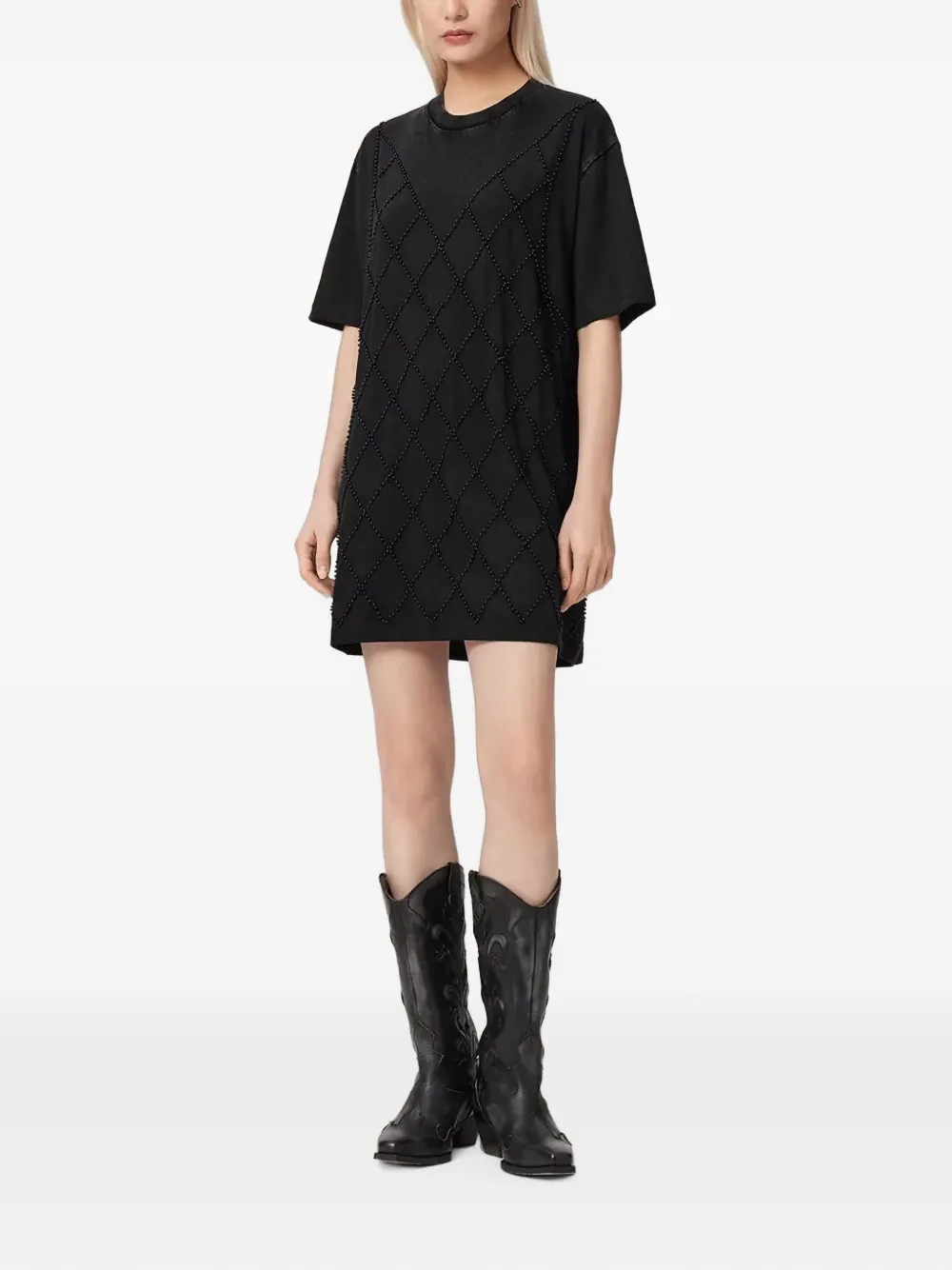 AllSaints Darcey bead-embellished mini dress - Nero