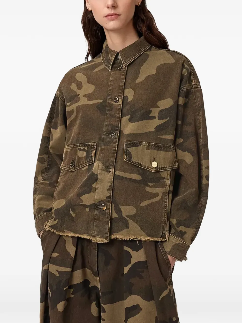 AllSaints Hettie oversized jack met camouflageprint Groen