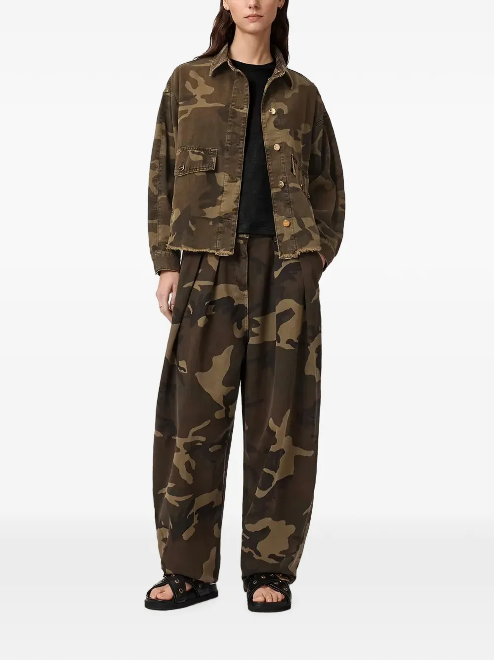 AllSaints Hettie oversized jack met camouflageprint Groen