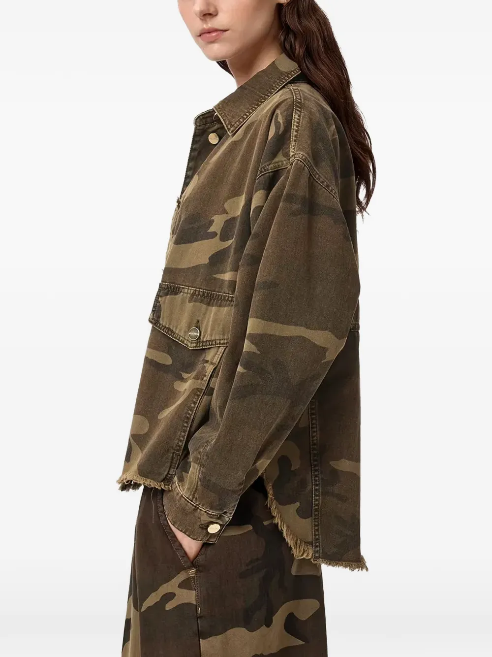AllSaints Hettie oversized jack met camouflageprint Groen