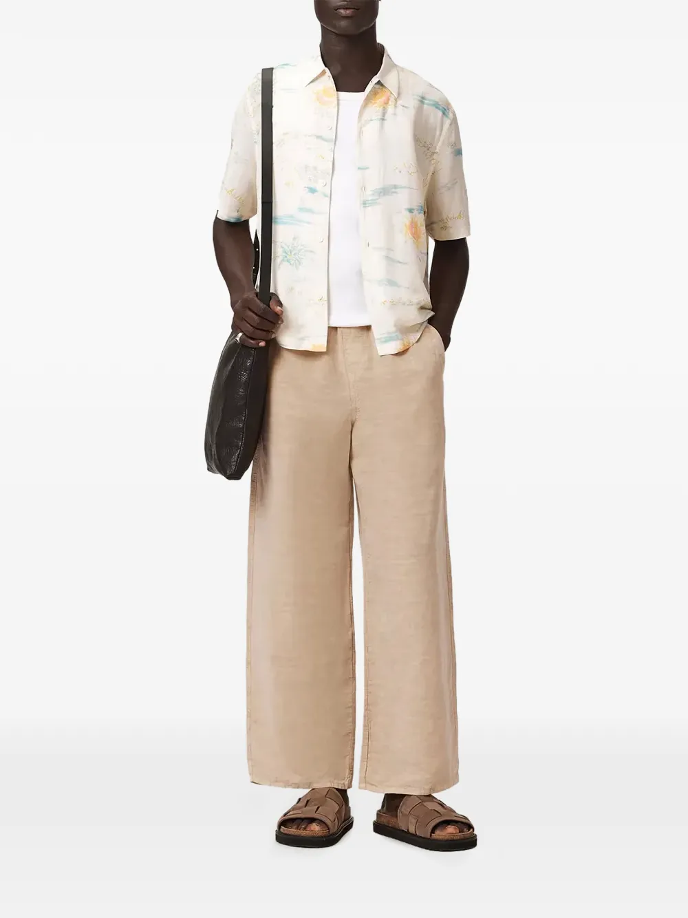 AllSaints Korten ruimvallende broek Beige