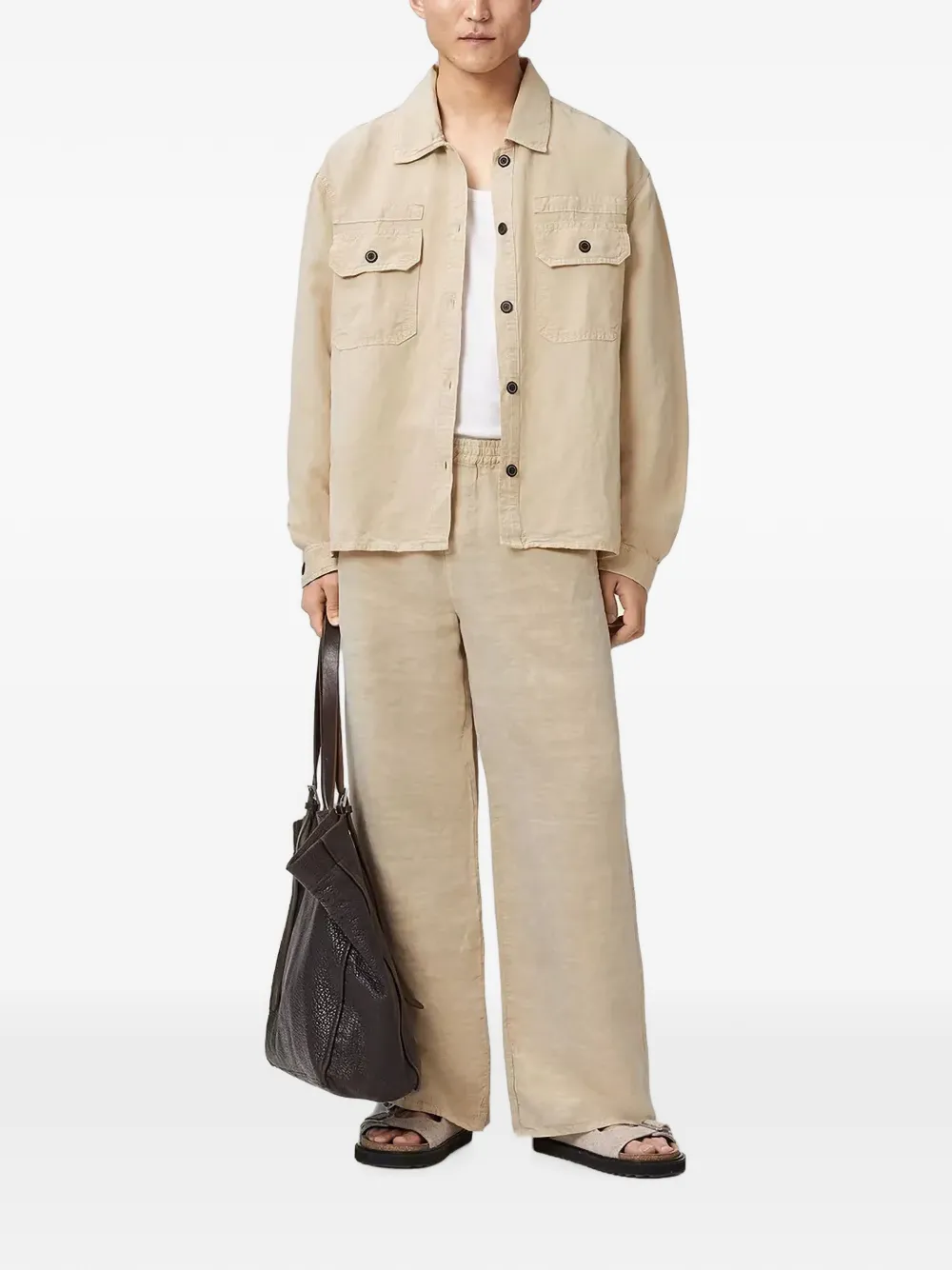 AllSaints Korten ruimvallend overhemd Beige
