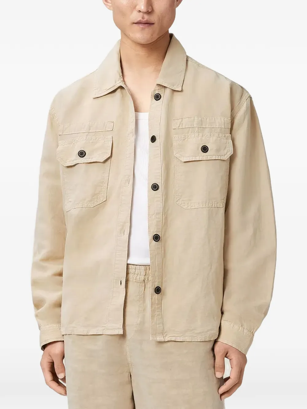 AllSaints Korten ruimvallend overhemd Beige