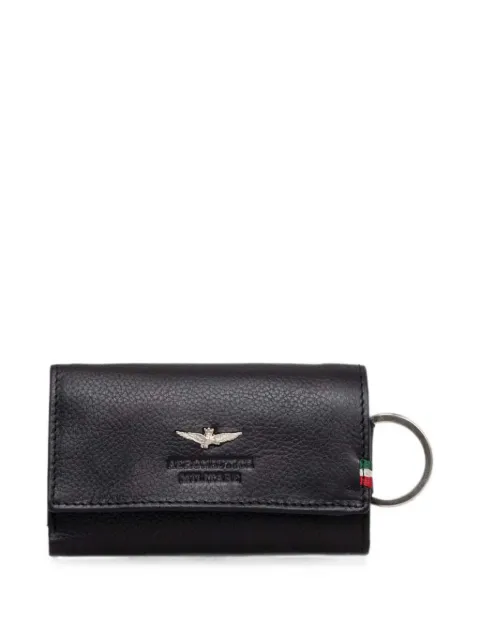 Aeronautica Militare logo-plaque pebbled leather key holder
