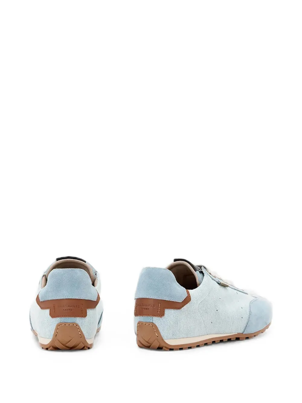 AllSaints suede-panelled denim low top sneakers Blauw
