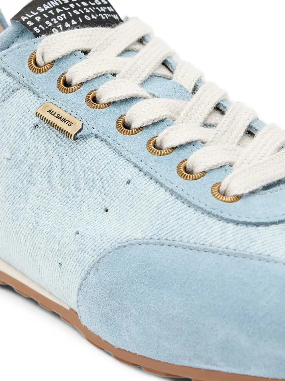 AllSaints suede-panelled denim low top sneakers Blauw