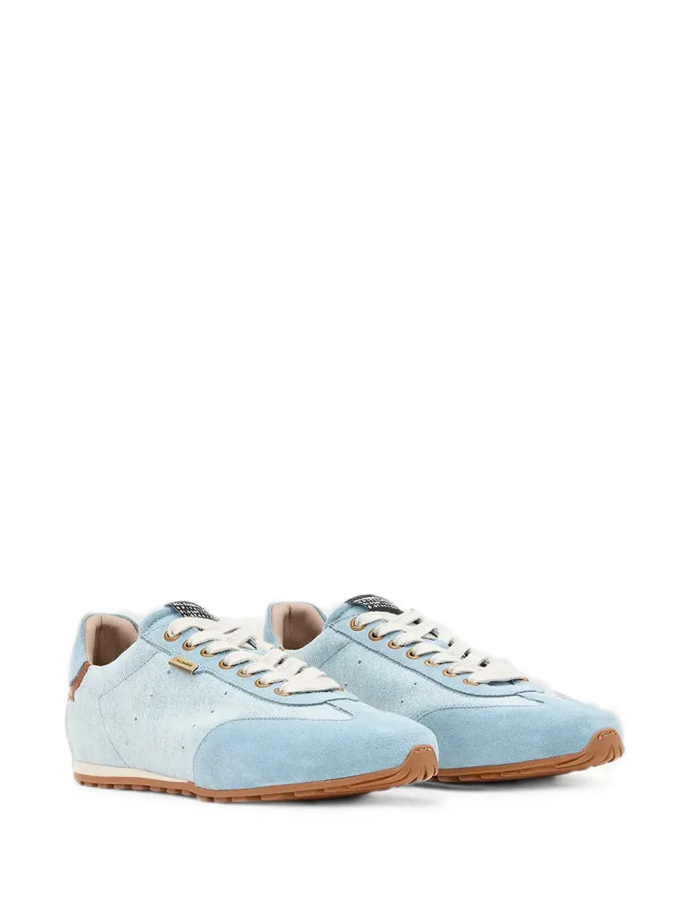 AllSaints suede-panelled denim low top sneakers Blauw