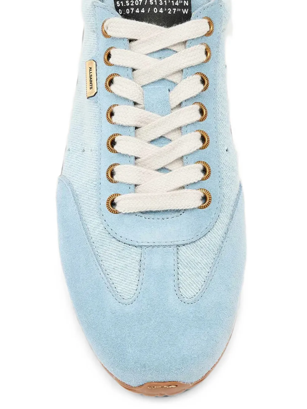 AllSaints suede-panelled denim low top sneakers Blauw