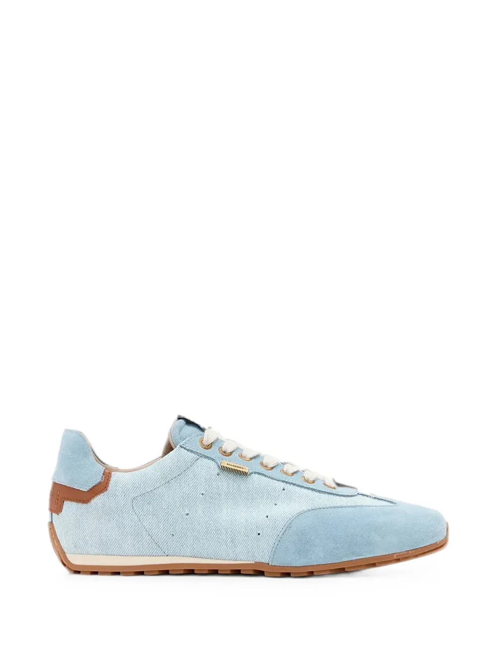 AllSaints suede-panelled denim low top sneakers Blauw