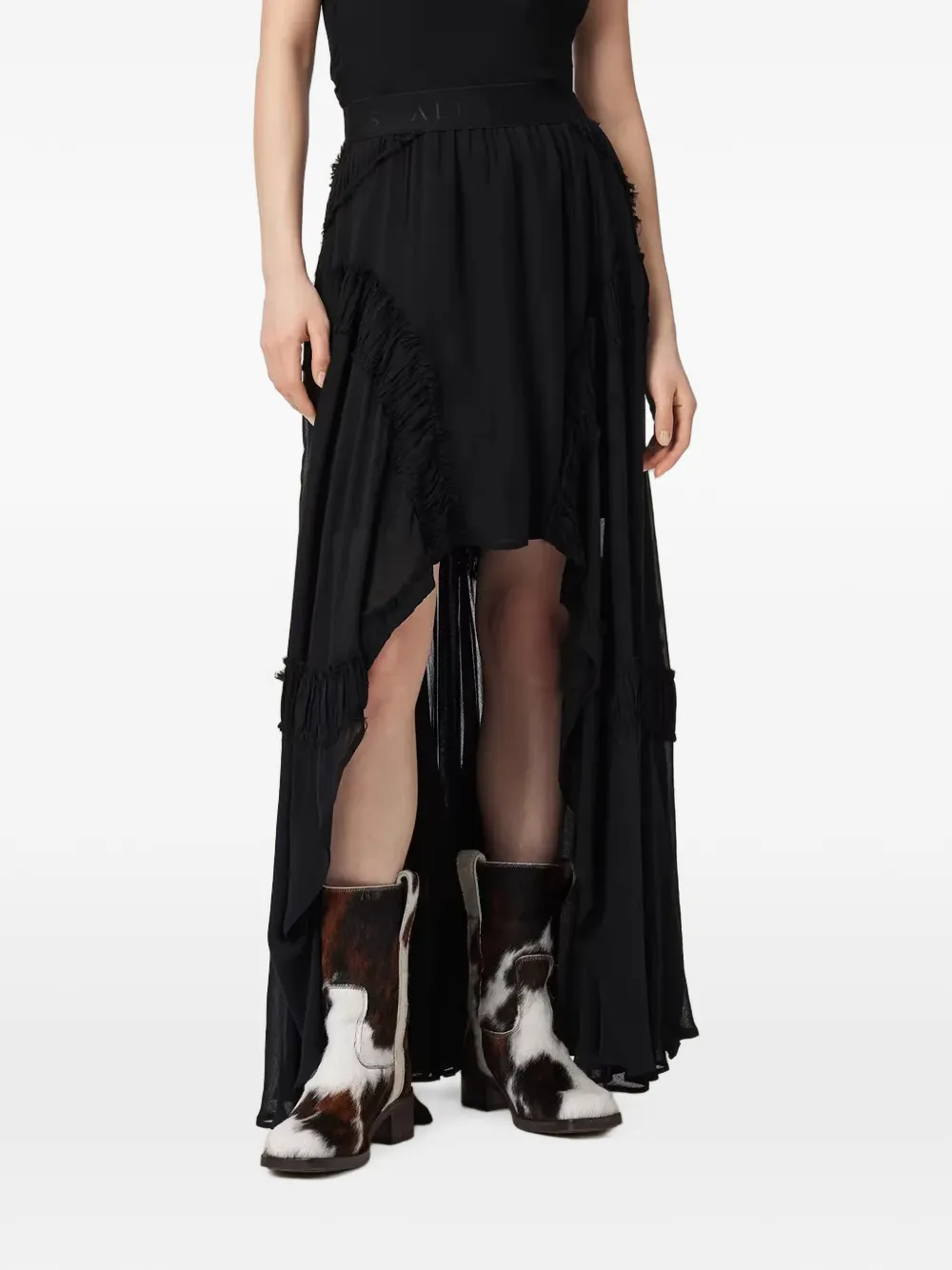 AllSaints Dorina ruffled asymmetric skirt - Nero