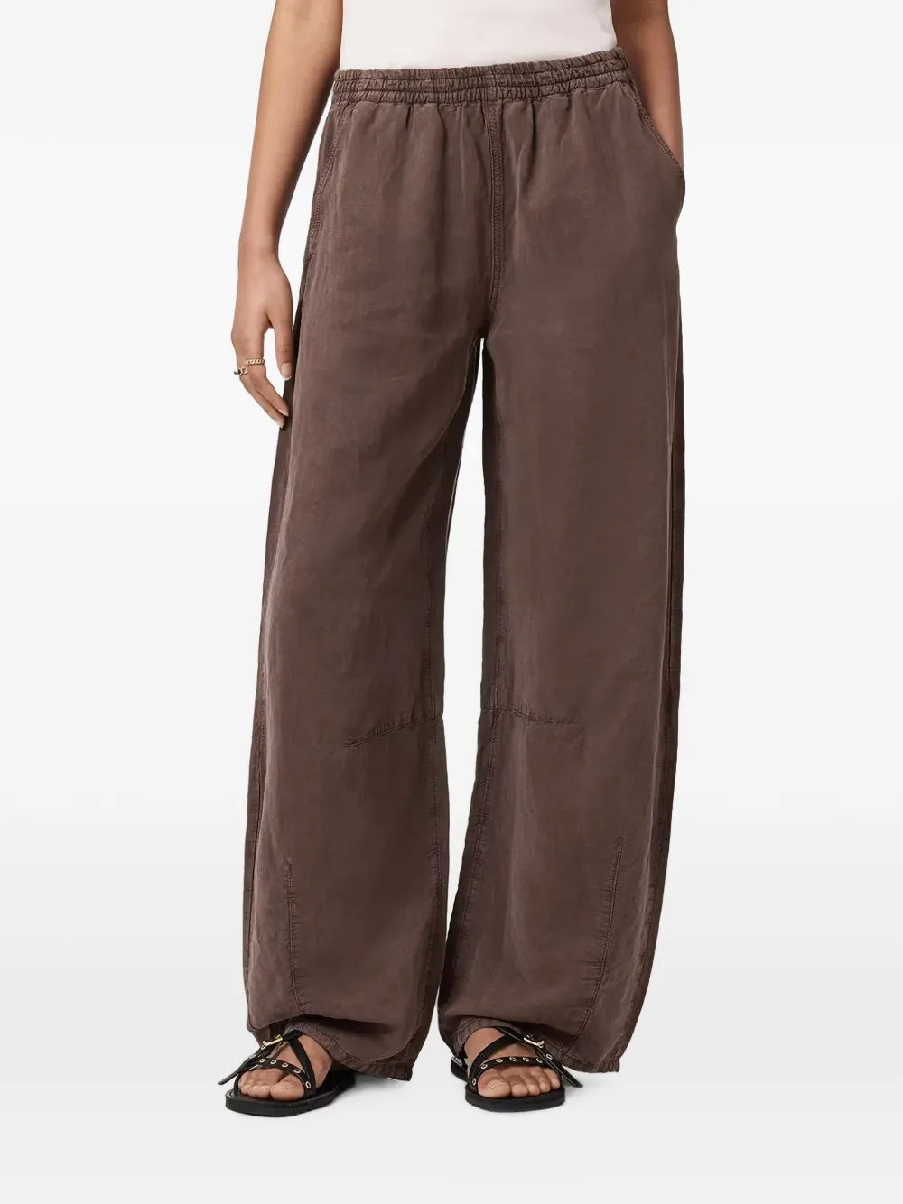 AllSaints Jett elasticated-waistband wide-leg trousers - Braun