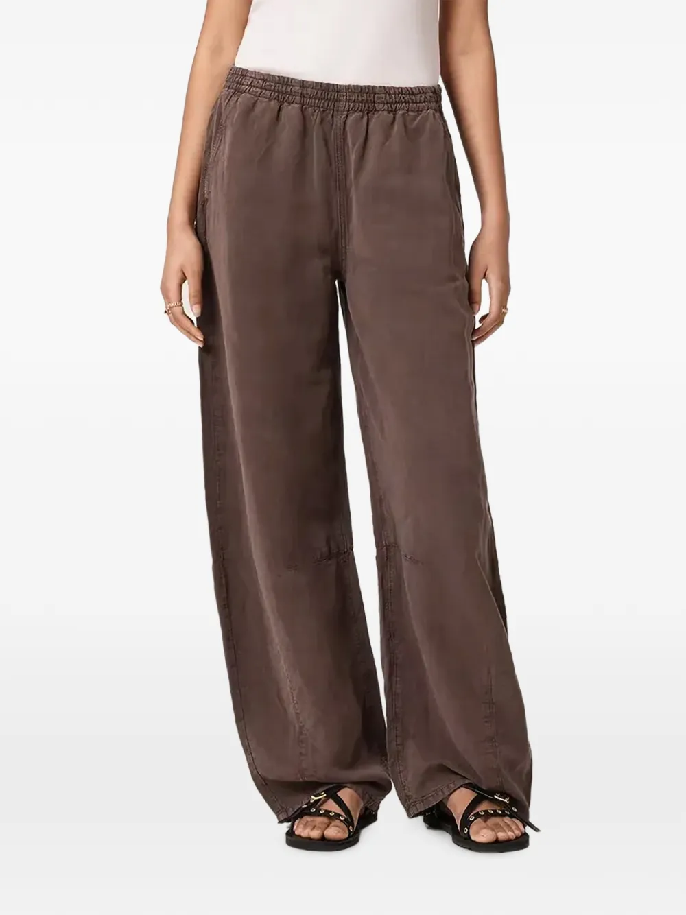 AllSaints Jett elasticated-waistband wide-leg trousers - Marrone