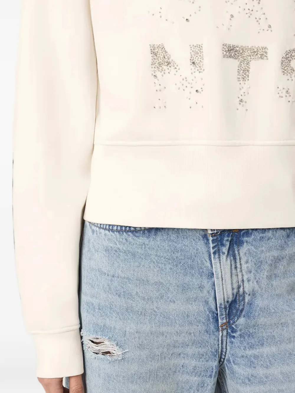 AllSaints Cropped sweater verfraaid met kralen Beige