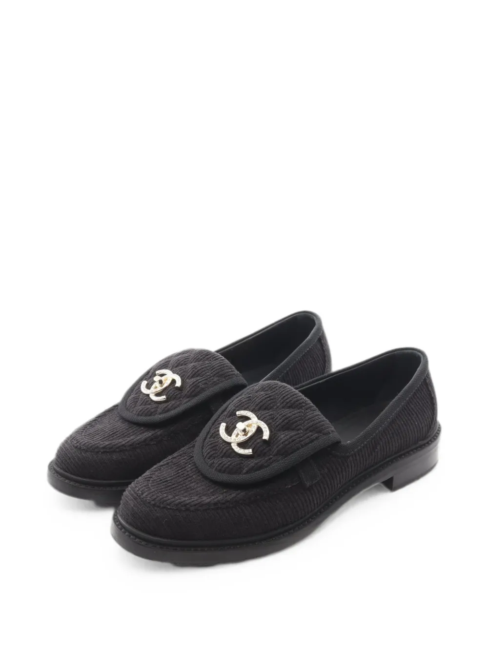CHANEL Pre-Owned 1986-1988 ribbed CC turn-lock loafers - Nero