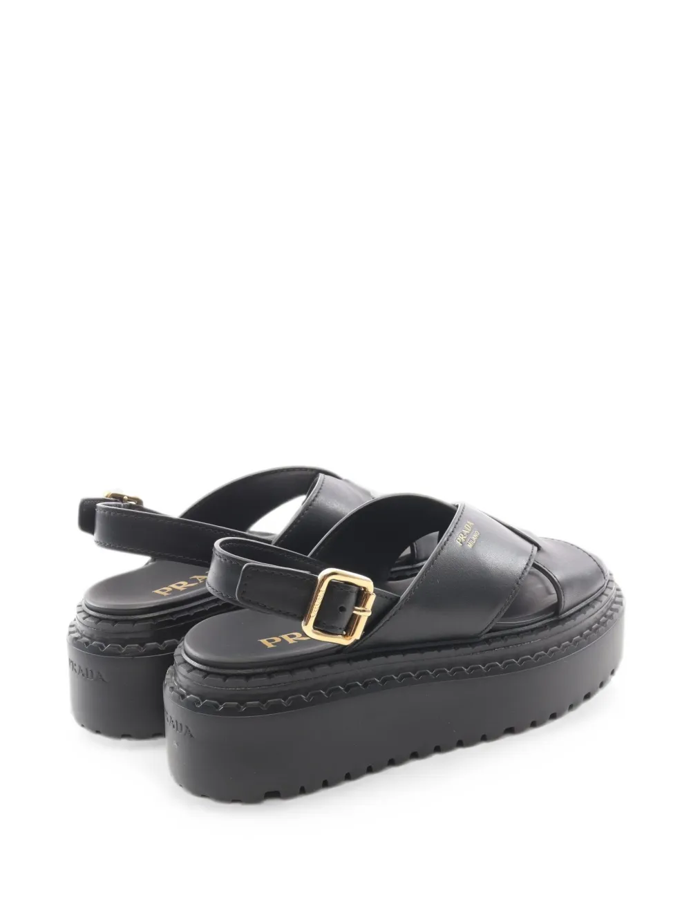  Prada Pre-owned 2020s Criss-cross Platform Sandals - Negro 
