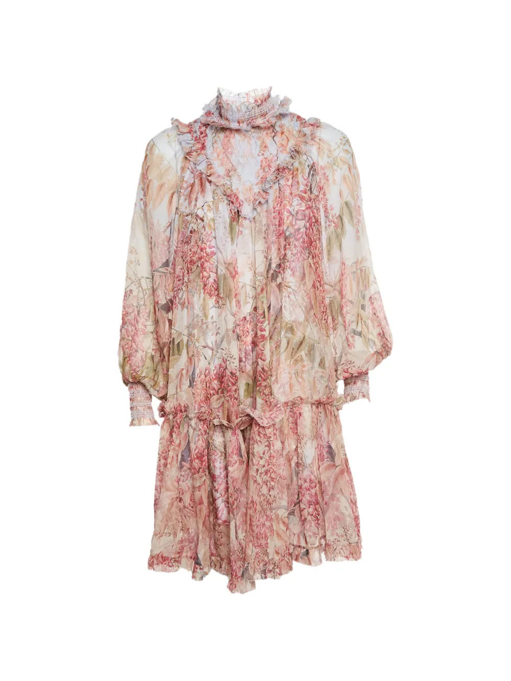 ZIMMERMANN Botanica smocked mini dress - Neutrals