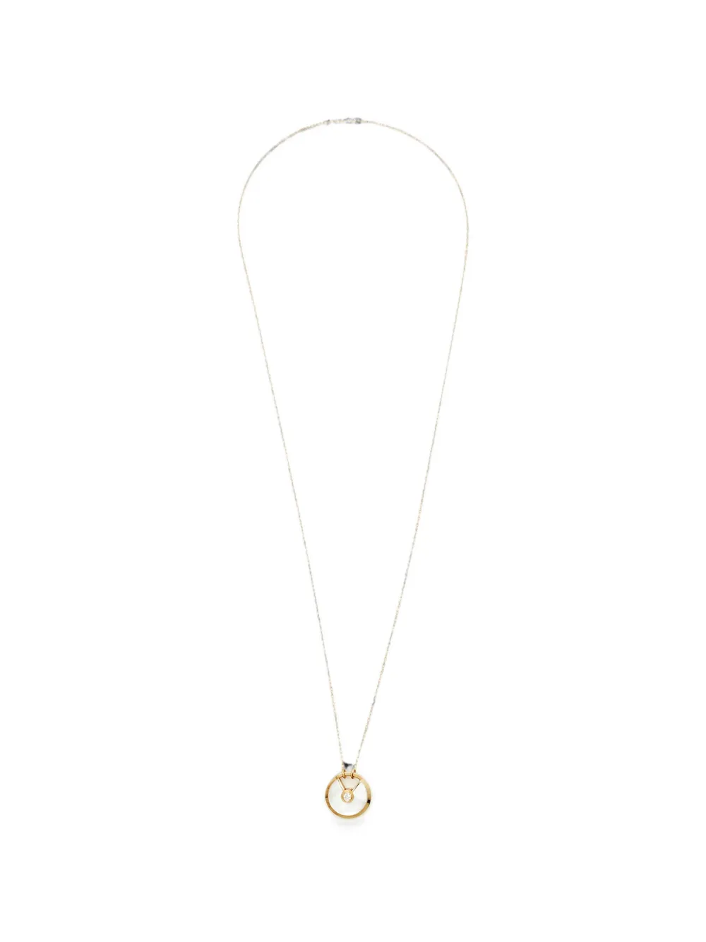 Pre-owned Cartier Amulette De Diamond And Mother-of-pearl Necklace In Gold