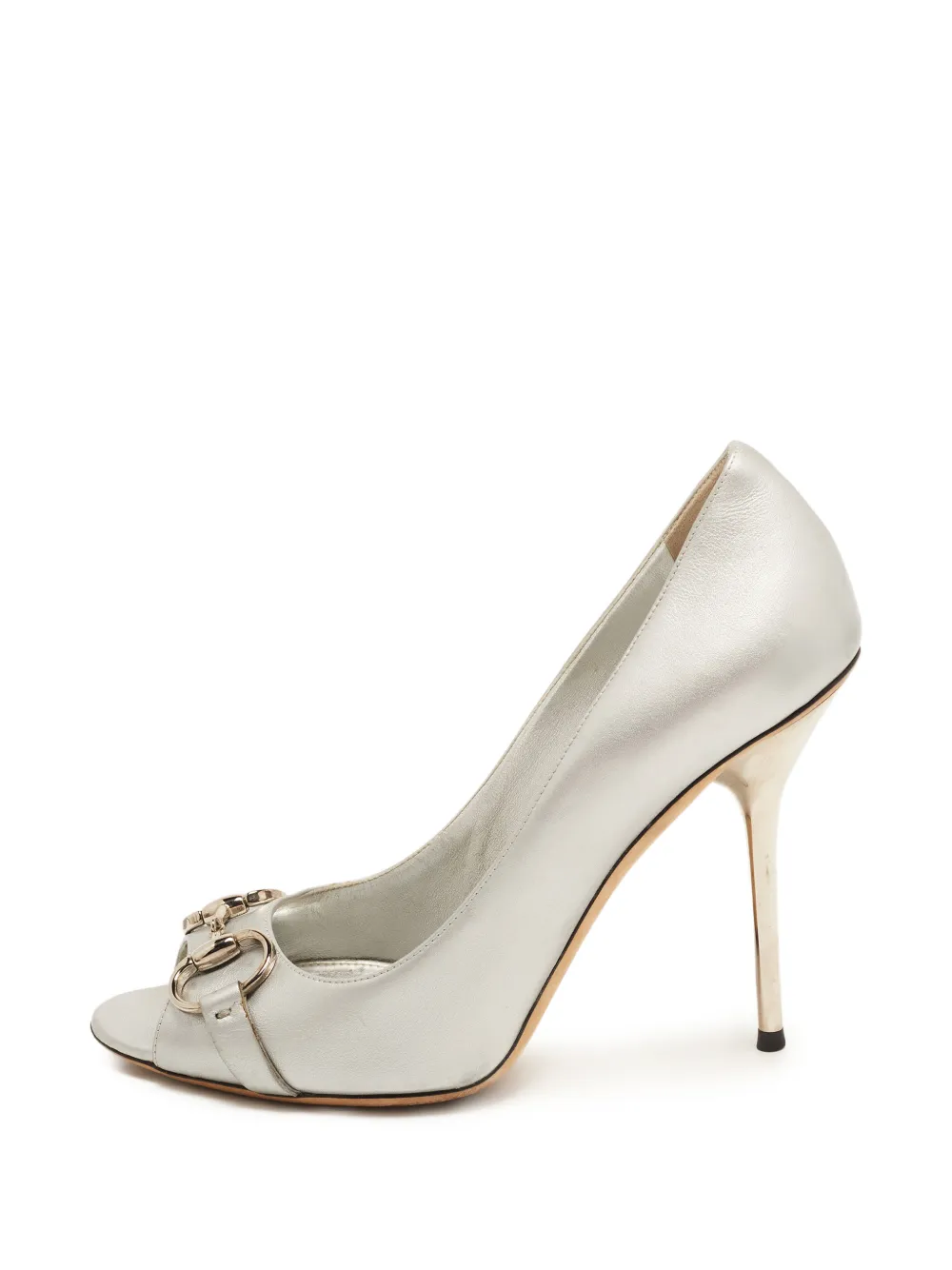 Gucci Pre-Owned Horsebit peep-toe pumps - Silber