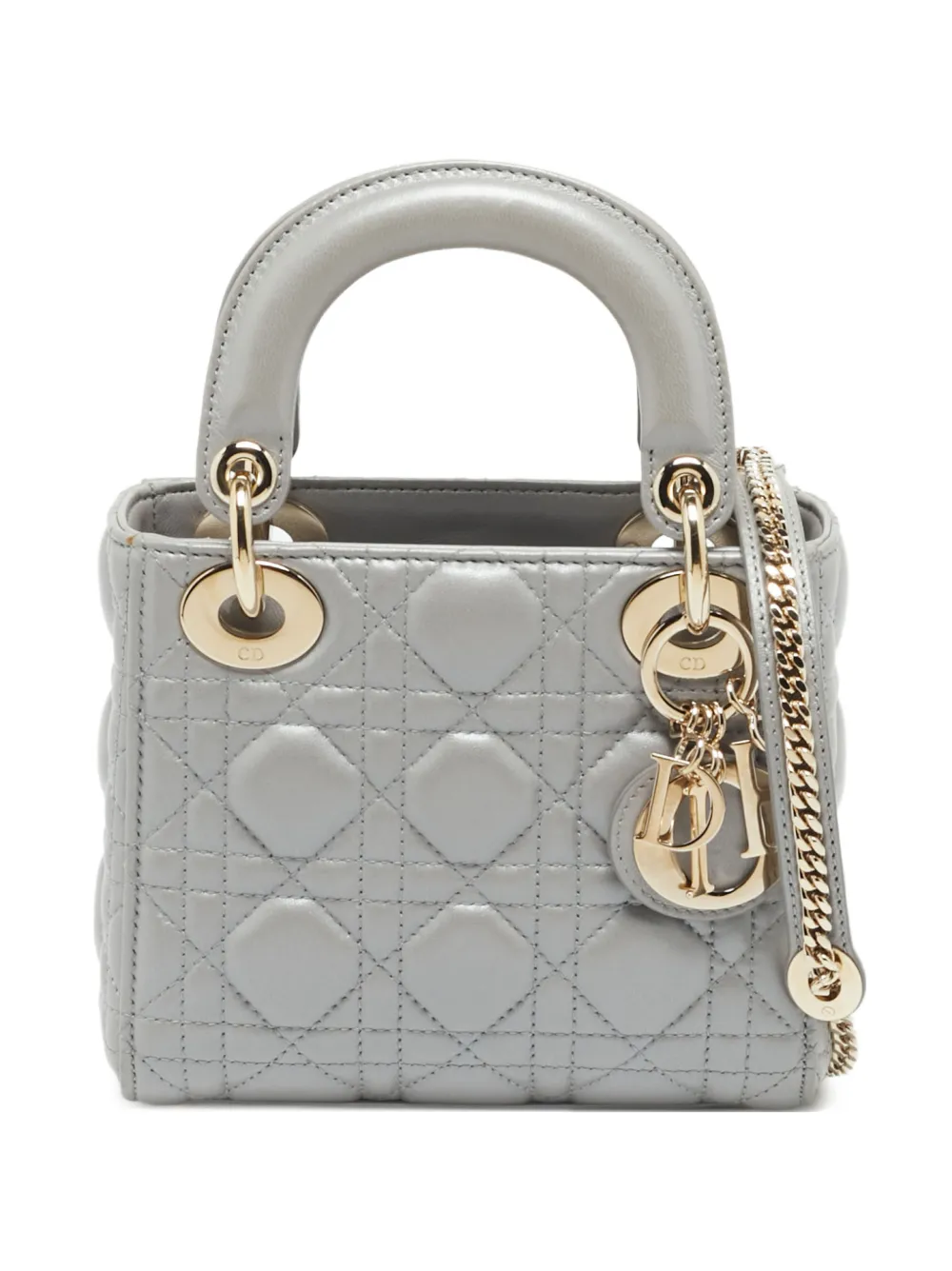 Christian Dior Pre-Owned 2017 mini Lady Dior Cannage tote bag - Grigio