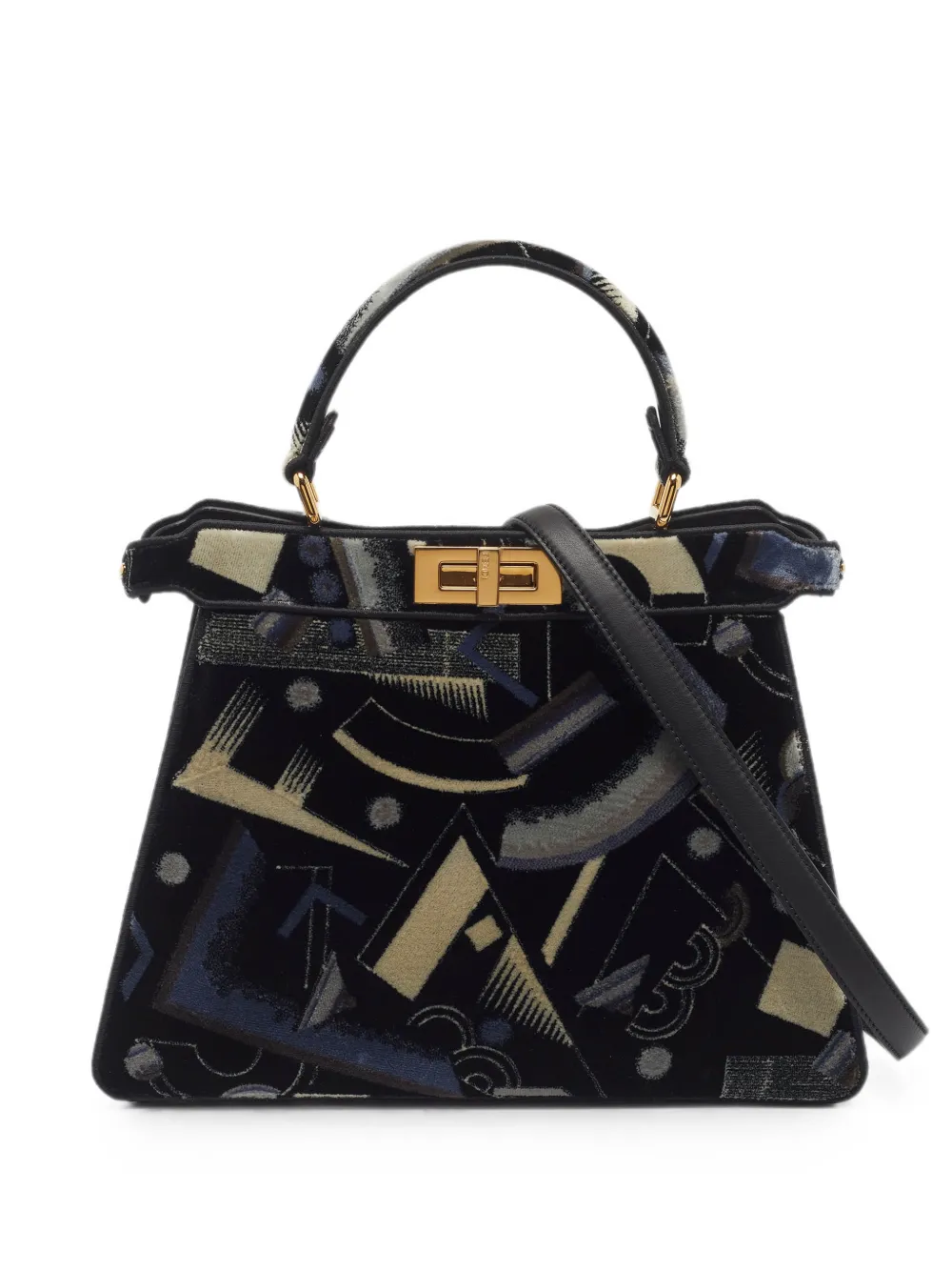 Fendi Pre-Owned 2022 Peekaboo ISeeU medium printed velvet top handle bag - Blu