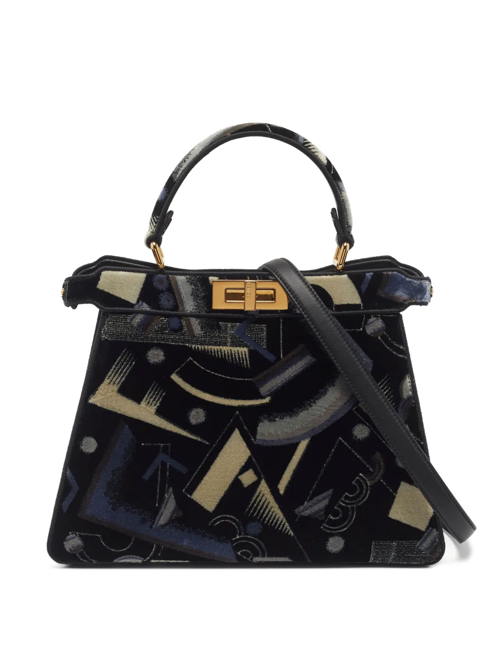 Fendi Pre-Owned 2022 Peekaboo ISeeU medium printed velvet top handle bag - Blue