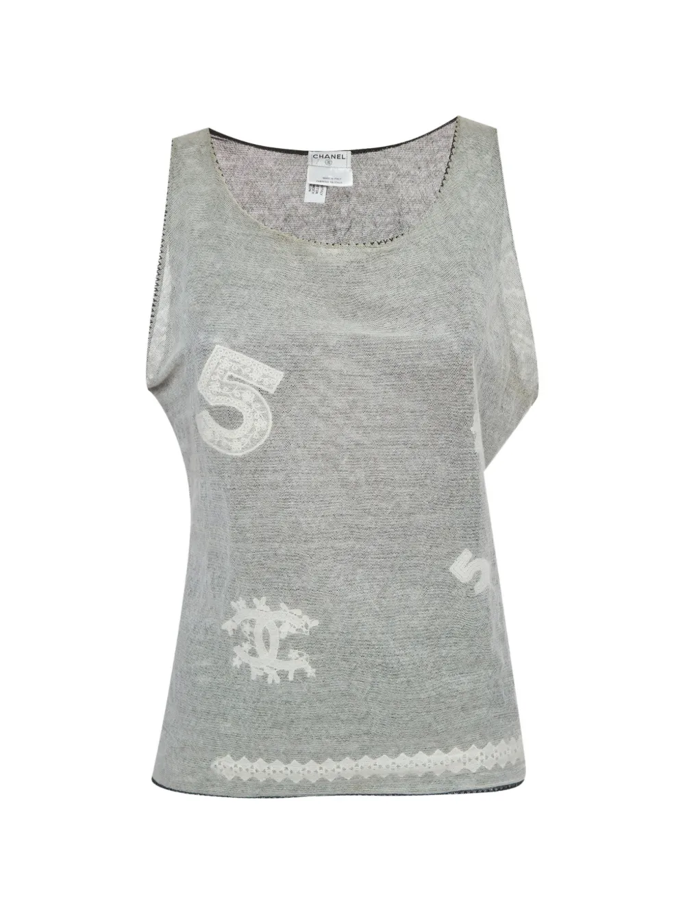 CHANEL Pre-Owned embroidered tulle tank top - Grigio