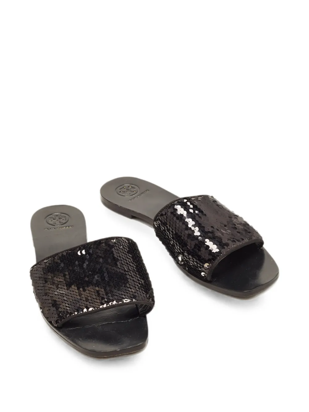 Tory Burch sequin-embellished slides - Schwarz