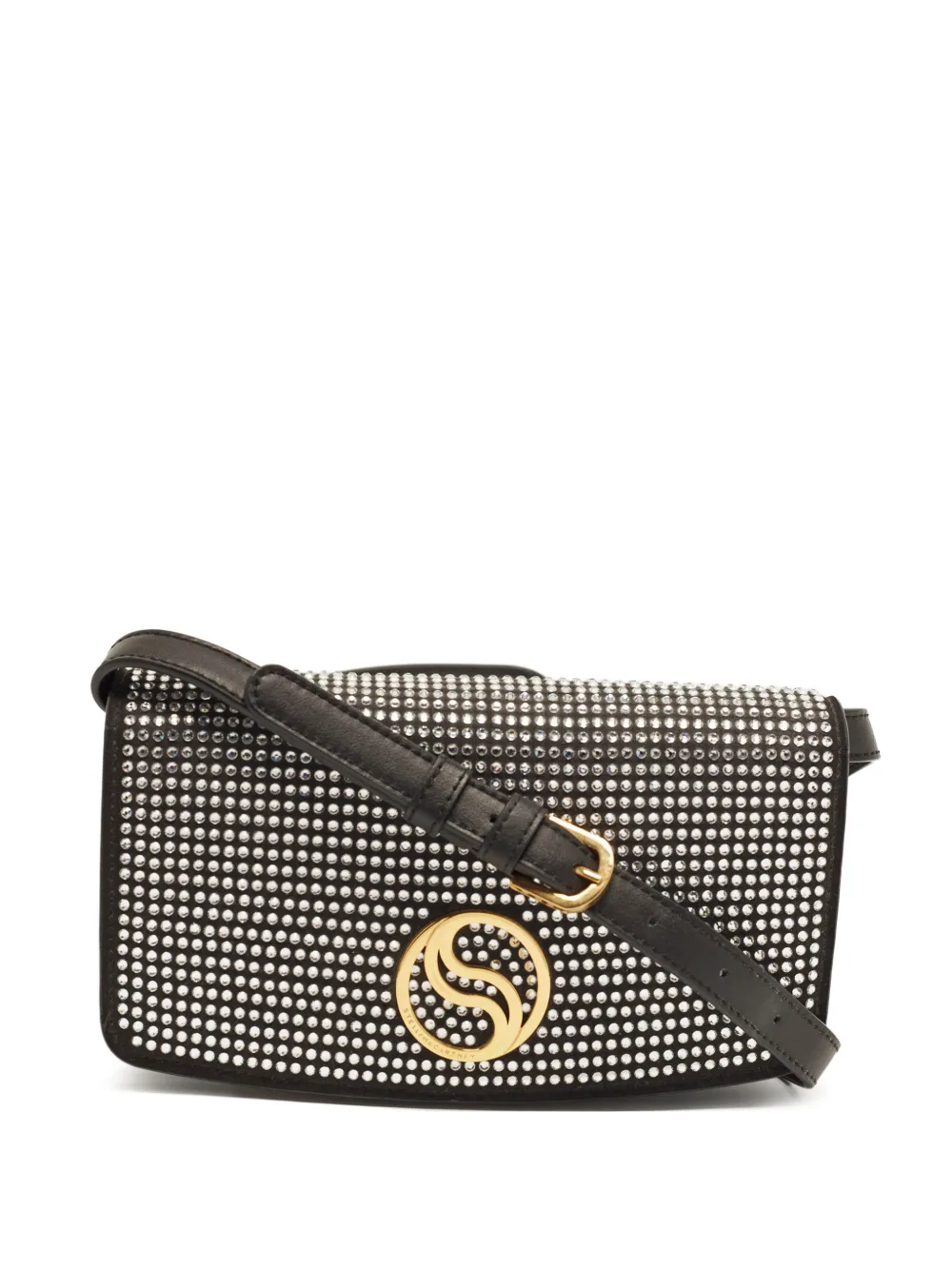 Stella McCartney Pre-Owned S-Wave rhinestone crossbody bag - Nero
