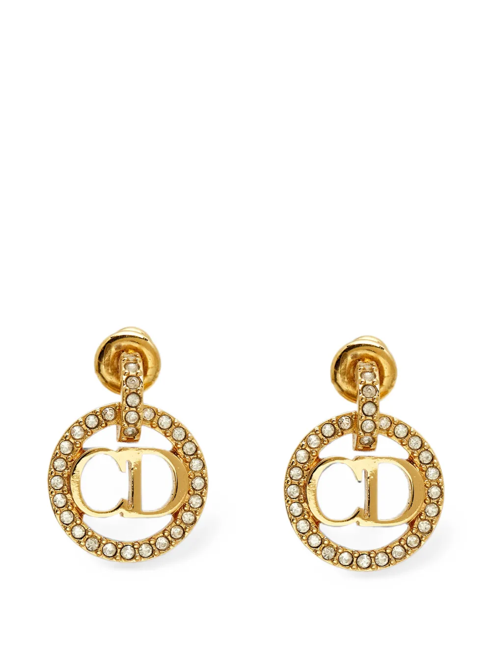 Christian Dior Pre-Owned Petit CD crystal-embellished earrings - Oro