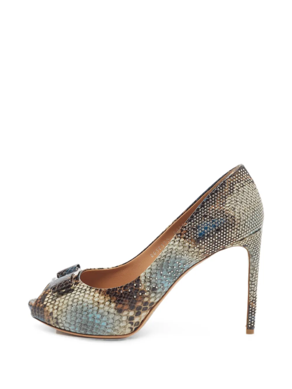 Ferragamo Pre-Owned Vara bow python-embossed heeled pumps - Toni neutri